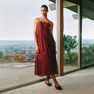 Vestido Midi Combinado Com Renda