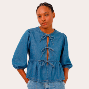 Blusa Jeans Manga Bufante